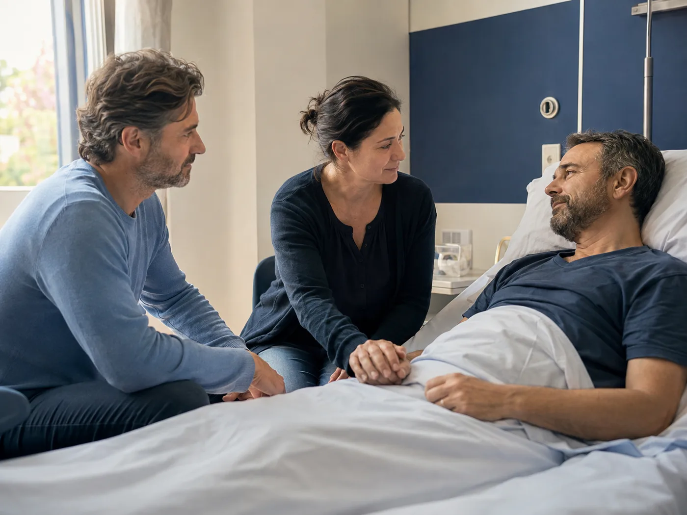 Famille auprès d’un patient hospitalisé